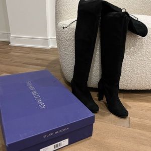 Stuart weitzman highland over the knee black suede boots size 5